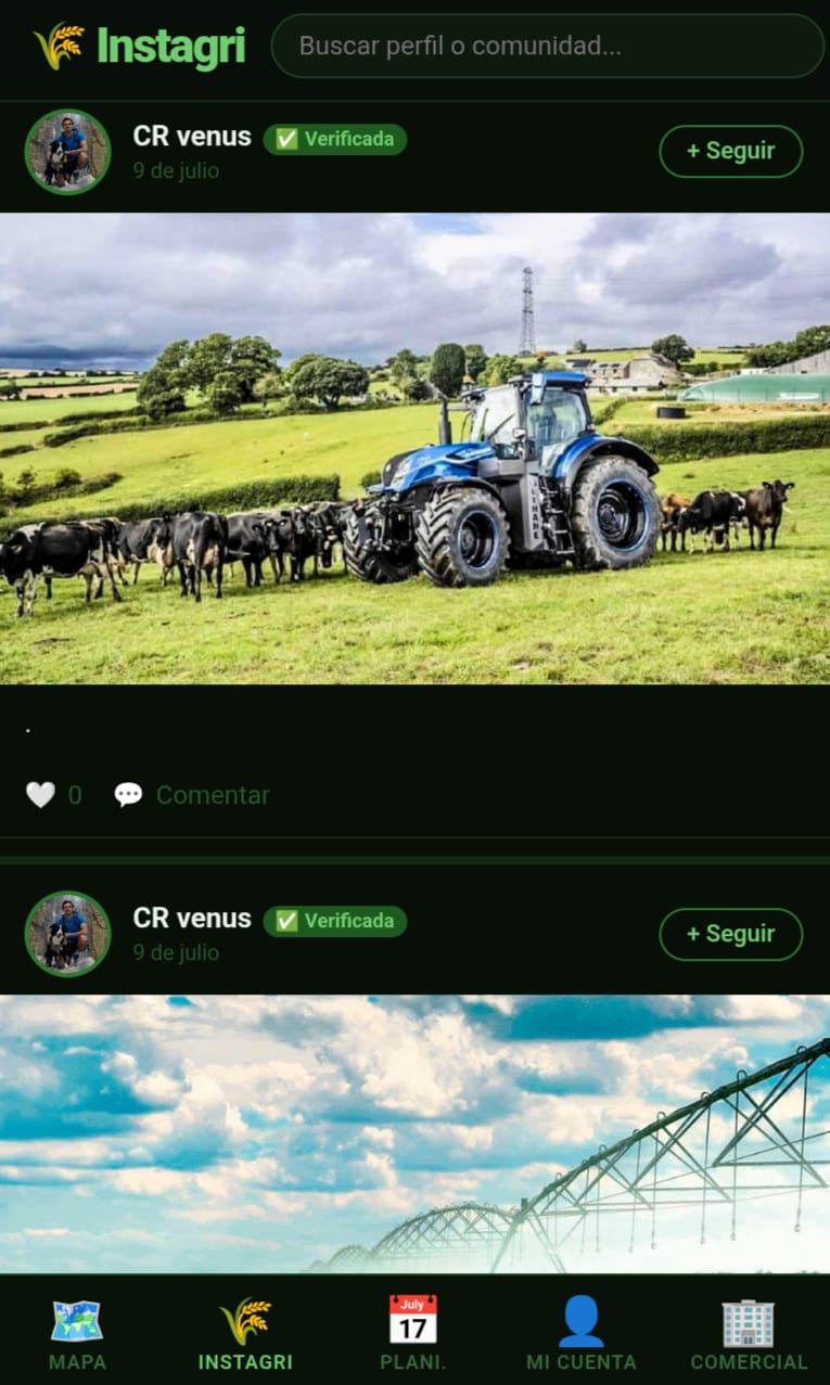 Publicación de una comunidad de regantes en Instagri