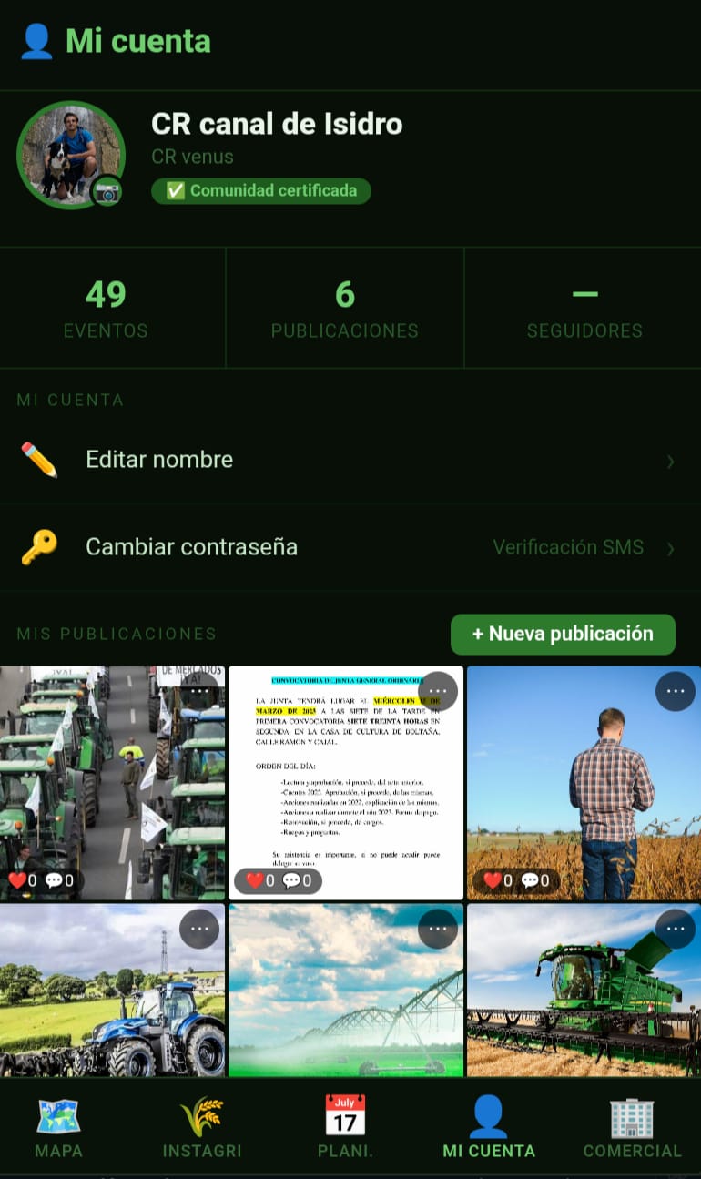 Perfil de una comunidad certificada en Instagri
