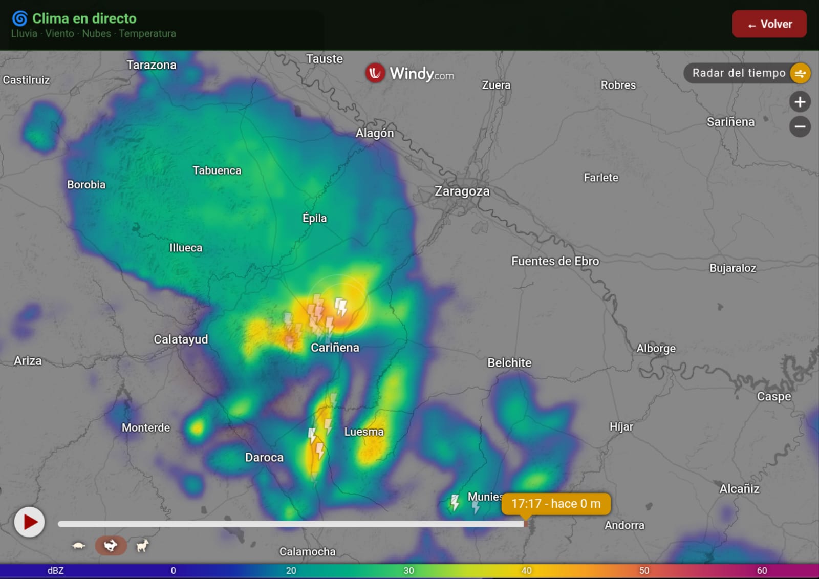 Clima en directo con radar de Windy